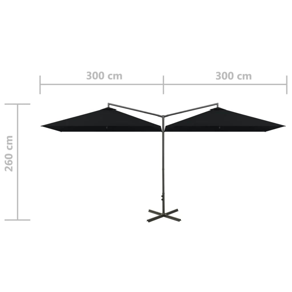 Ombrellone doppio con palo in acciaio nero 600 x 300 cm 02_0008428