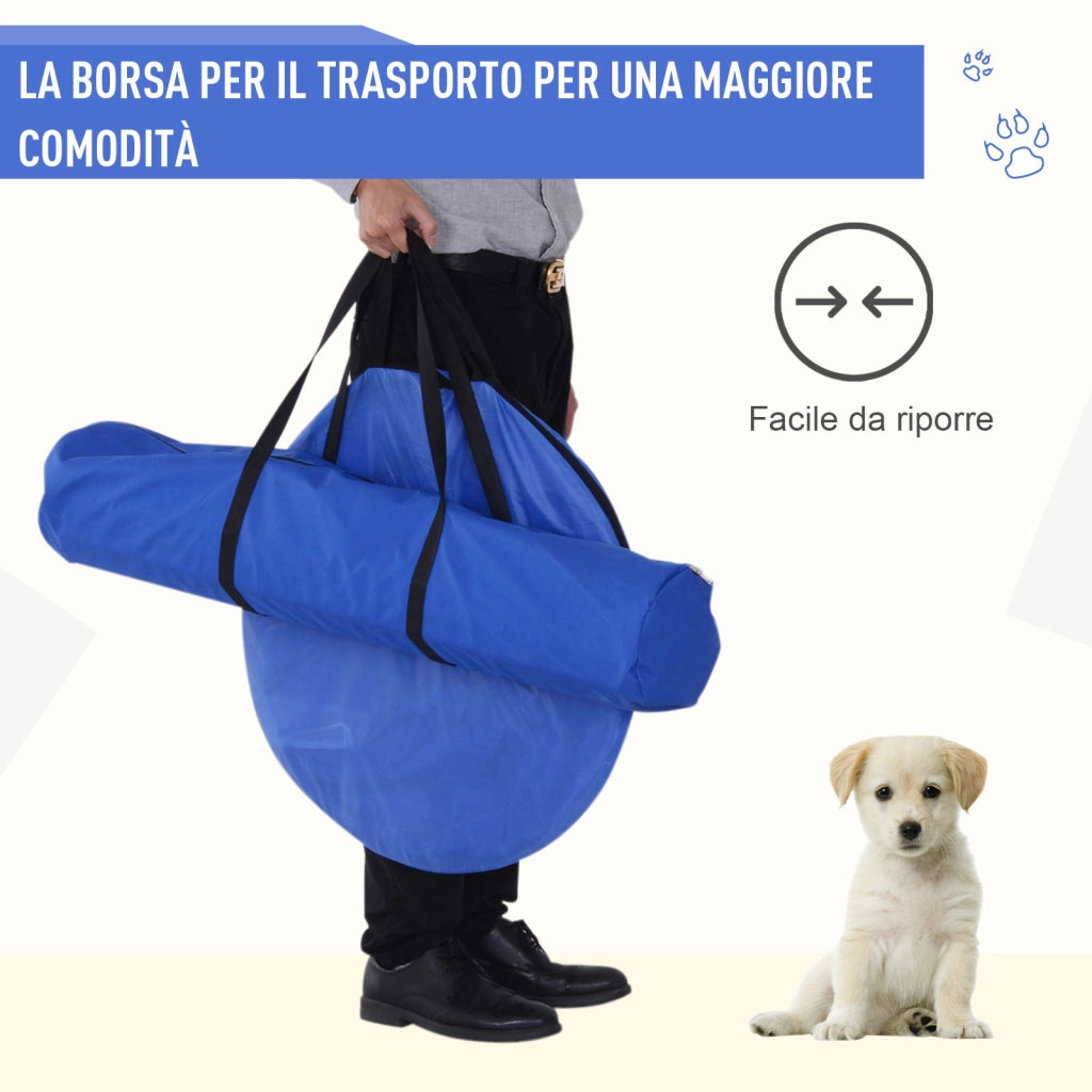 EasyComfort Set Agility Dog per Addestramento Cani con Tunnel, Slalom e Ostacolo, Sacca di Trasporto, Giallo e Blu