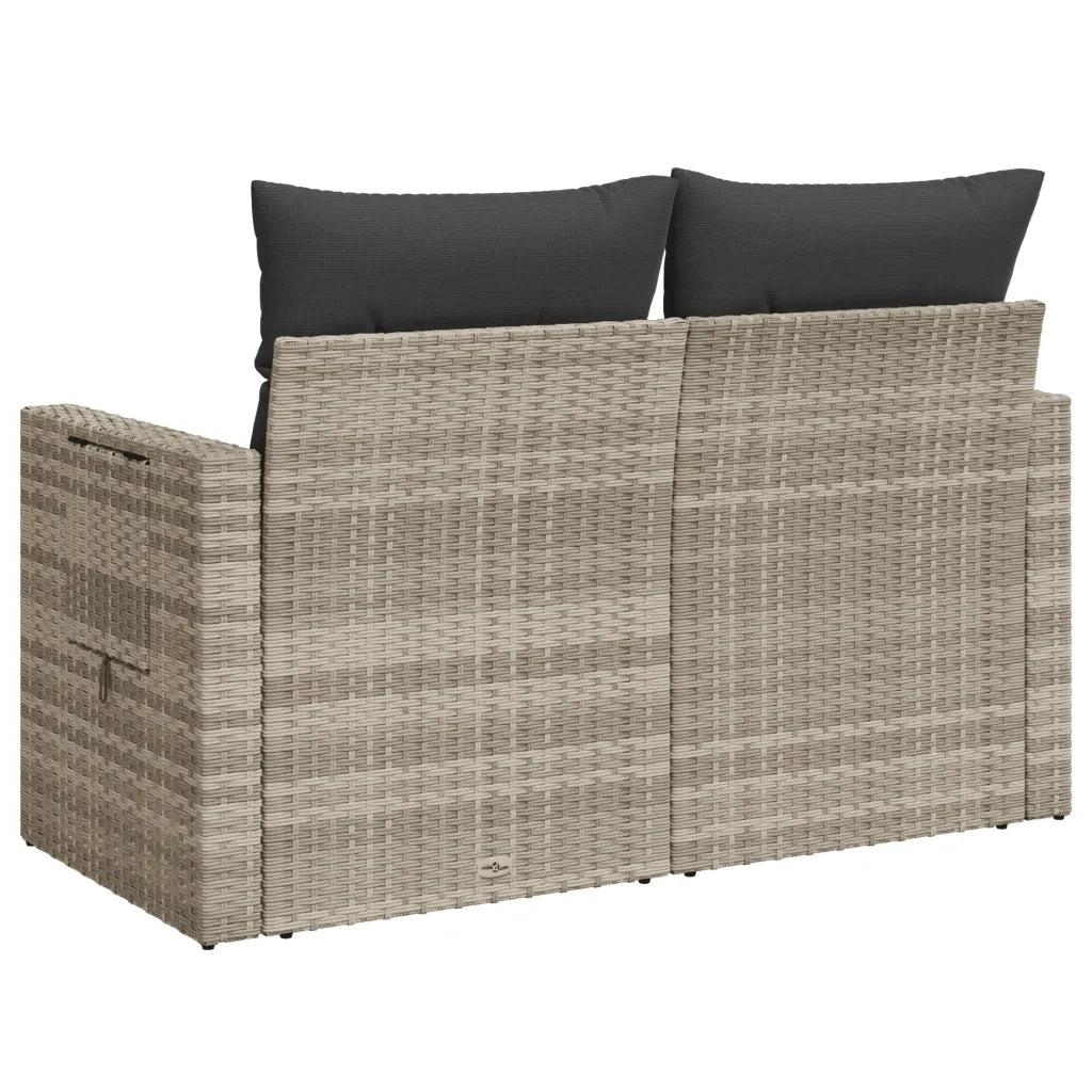 Divano da Giardino con Cuscini 2 Posti Grigio Chiaro Polyrattan 366185