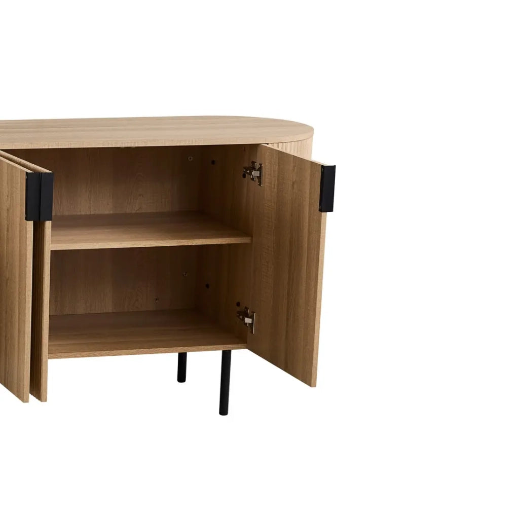 Buffet VAGOS – Coloris rovere naturale – 4 porte – 200 cm – Grande credenza moderna – Ampio spazio di conservazione