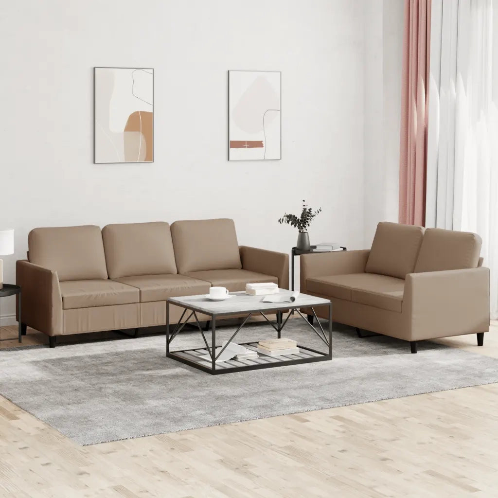 Set di Divani 2 pz con Cuscini cappuccino in Similpelle 3201764
