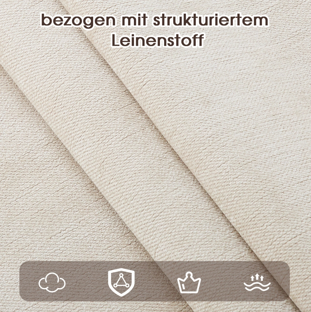 SEDIA con braccioli Set da 4 pezzi Metallo effetto legno e Lino Beige