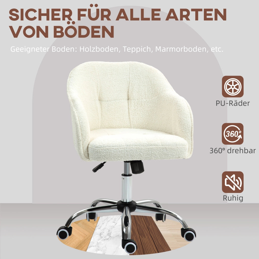 Sedia da ufficio ergonomica con schienale oscillante in tessuto teddy ¨C Xylo ¨C 56x61x86 cm crema
