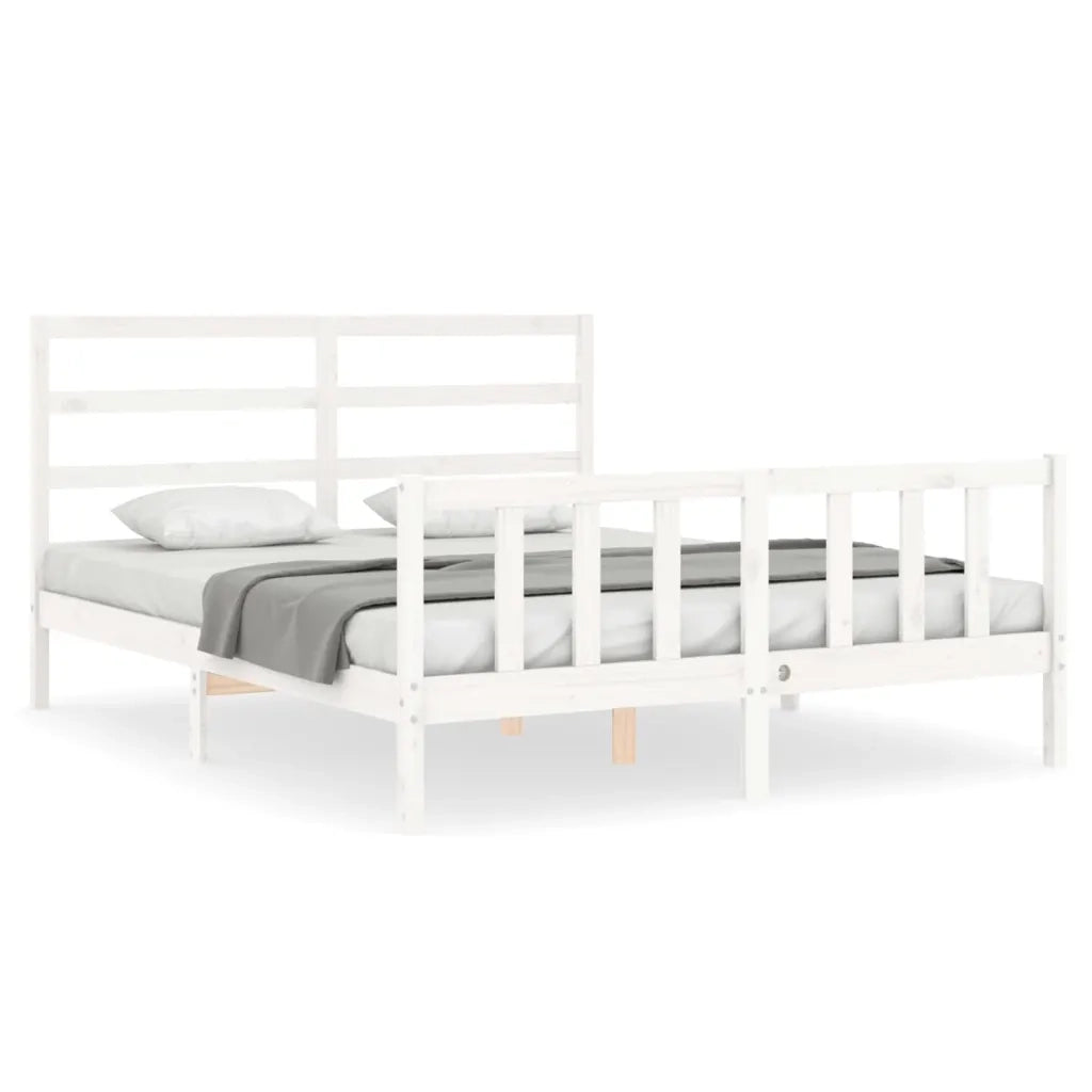 Giroletto senza Materasso-Struttura Letto Bianco 160x200 cm Legno Massello Pino 831666