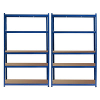 Set 2x Scaffali a incastro per carichi pesanti Blu 120x50x200cm 5 ripiani 175kg/piano