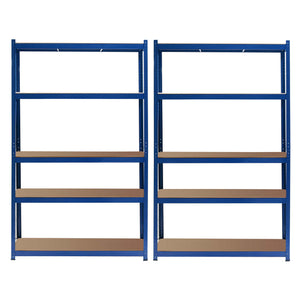 Set 2x Scaffali a incastro per carichi pesanti Blu 120x50x200cm 5 ripiani 175kg/piano