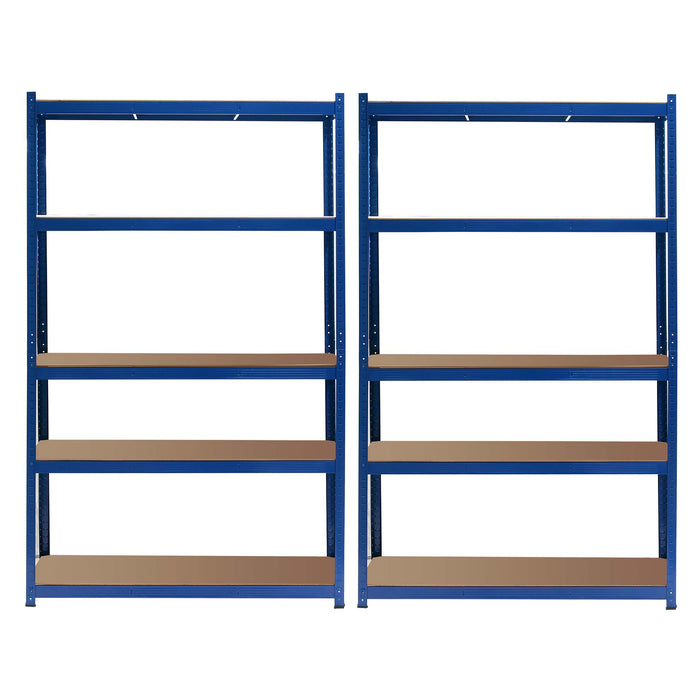 Set 2x Scaffali a incastro per carichi pesanti Blu 120x50x200cm 5 ripiani 175kg/piano