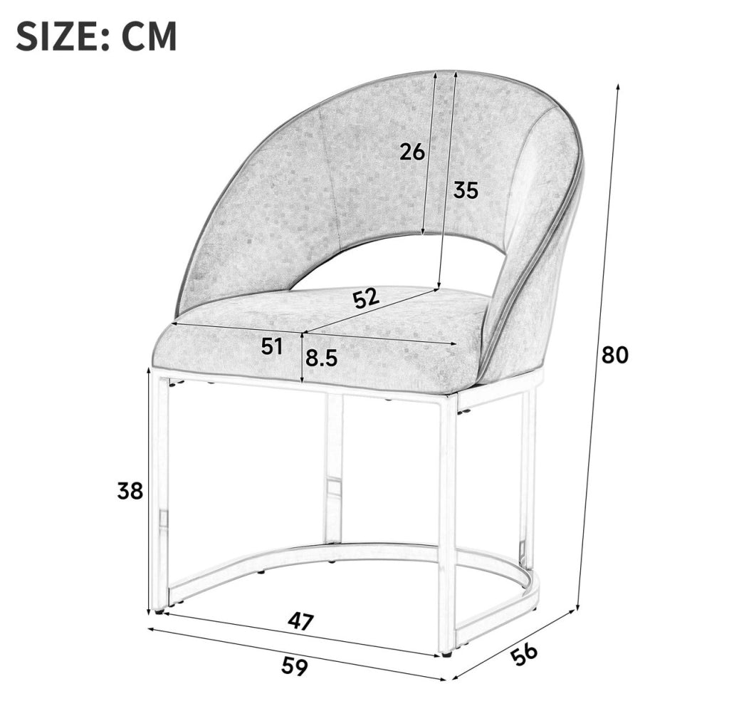 Set di 4 sedie da pranzo 59.0x56.0x80.0 cm con rivestimento bouclé e gambe in metallo beige e oro