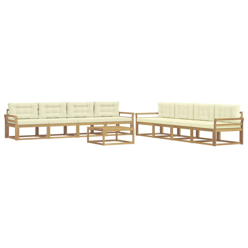 Set di divani da esterno 9 pcs Bianco e Crema 79 x 79 x 37 cm