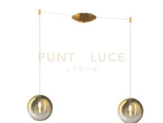 SOSPENSIONE OTTONE SAT. 2 LUCI SPOSTABILE VETRI ORO 1184OS-S2 S-OR