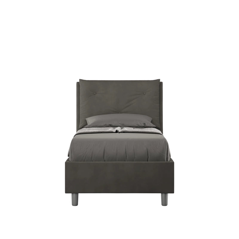 Letto imbottito Singolo 80x210 cm Appia - Contenitore,Microfibra,Grigio