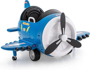 Macchina Elettrica a Forma di Aereo per Bambini, Aeroplano Elettrico Cavalcabile con Telecomando Alare Pieghevole e Elica Rotante, Cruscotto Illuminato, per Bambini 3 Anni+ (Blu)