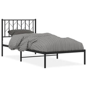 Letto singolo | Letto per adulti | Giroletto con Testiera in Metallo Nero 90x200 cm