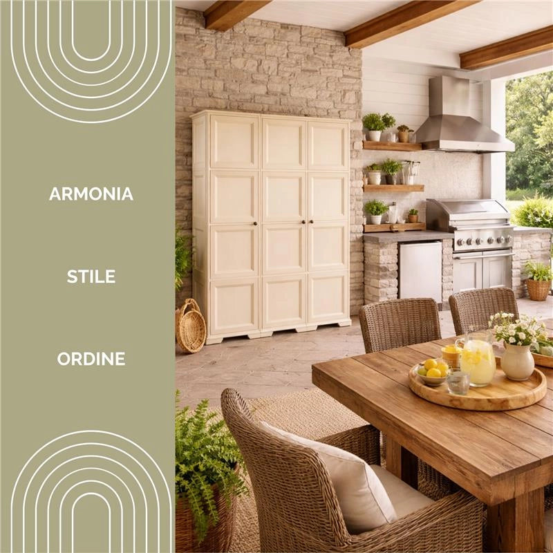 ARMADIO 3 ANTE ANGORA 118X43X164 CM CON PUNTALI E VANO PORTASCOPE – MOBILE ALTO ORGANIZZAZIONE CASA PER INGRESSO E BALCONE