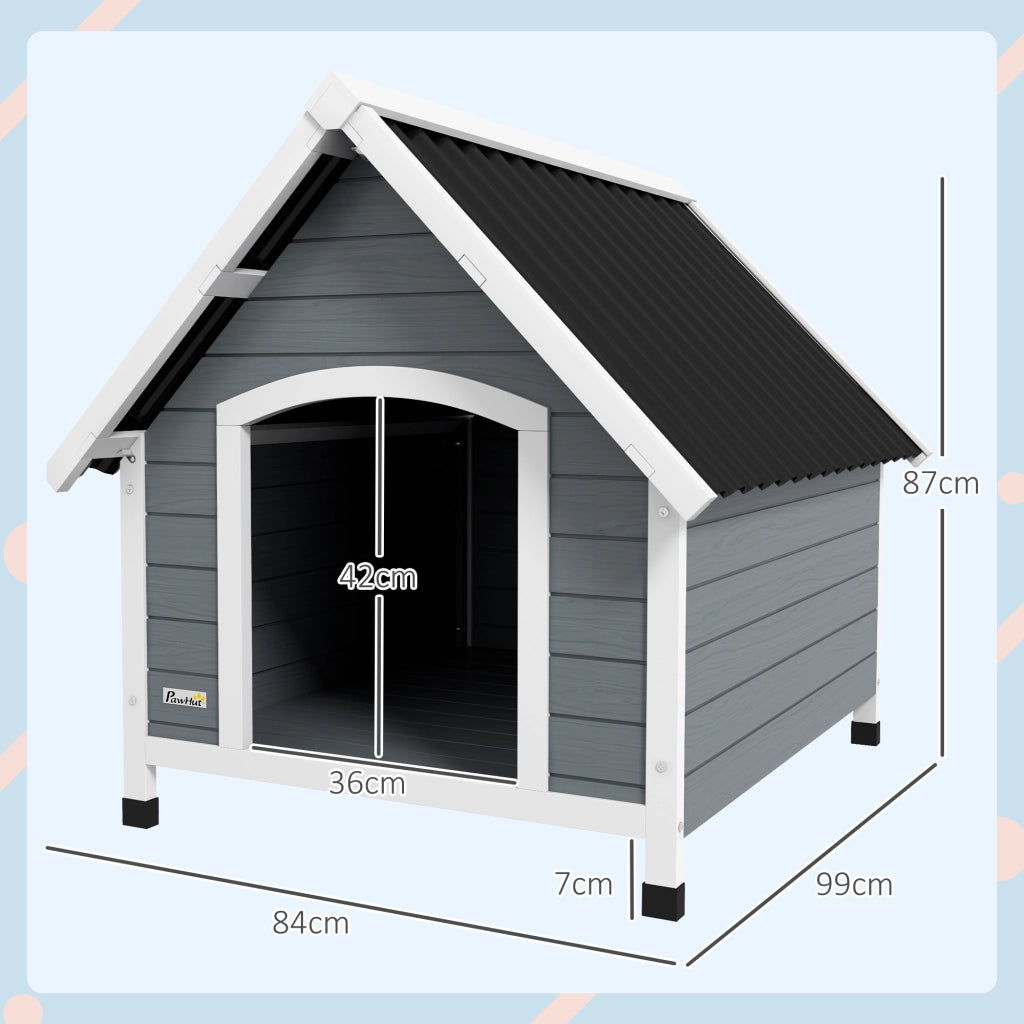 Casetta per cani esterna in legno con pavimento rimovibile ¨C zephmum ¨C 84x99x87 cm grigio