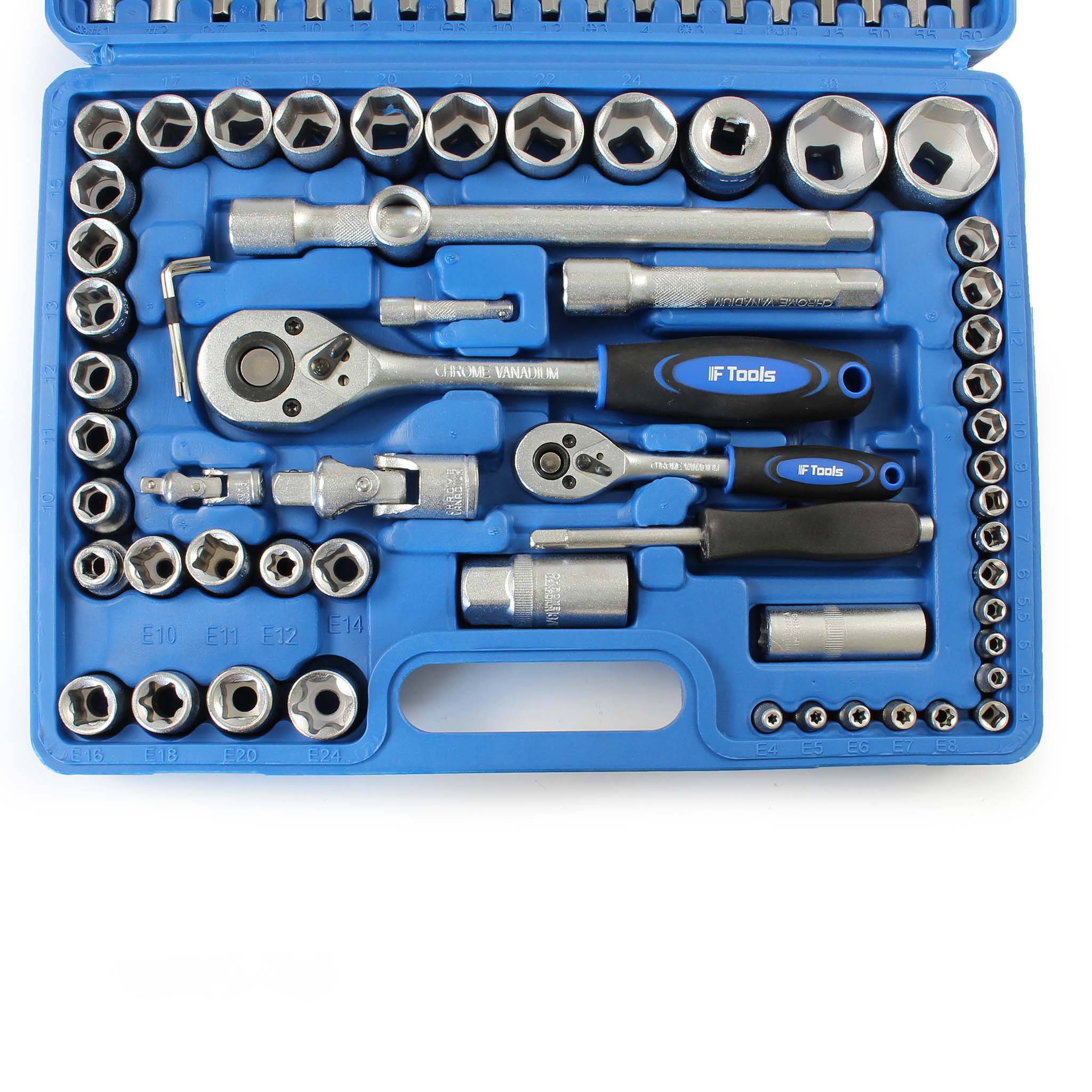 Set di chiavi a bussola 108 pz. Chiavi a cricchetto con attacco 1/2" (12,5mm) e 1/4" (6,3 mm)