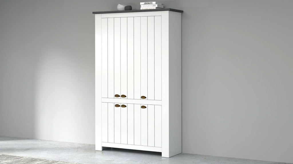 Mobile Portascarpe Apricena, Scarpiera 60 Paia Made in Italy, 114x42x200h cm Grigio Ardesia