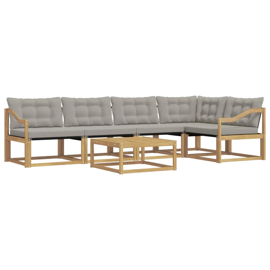 Set di divani da esterno 6 pz Bianco e Grigio Chiaro 3388717