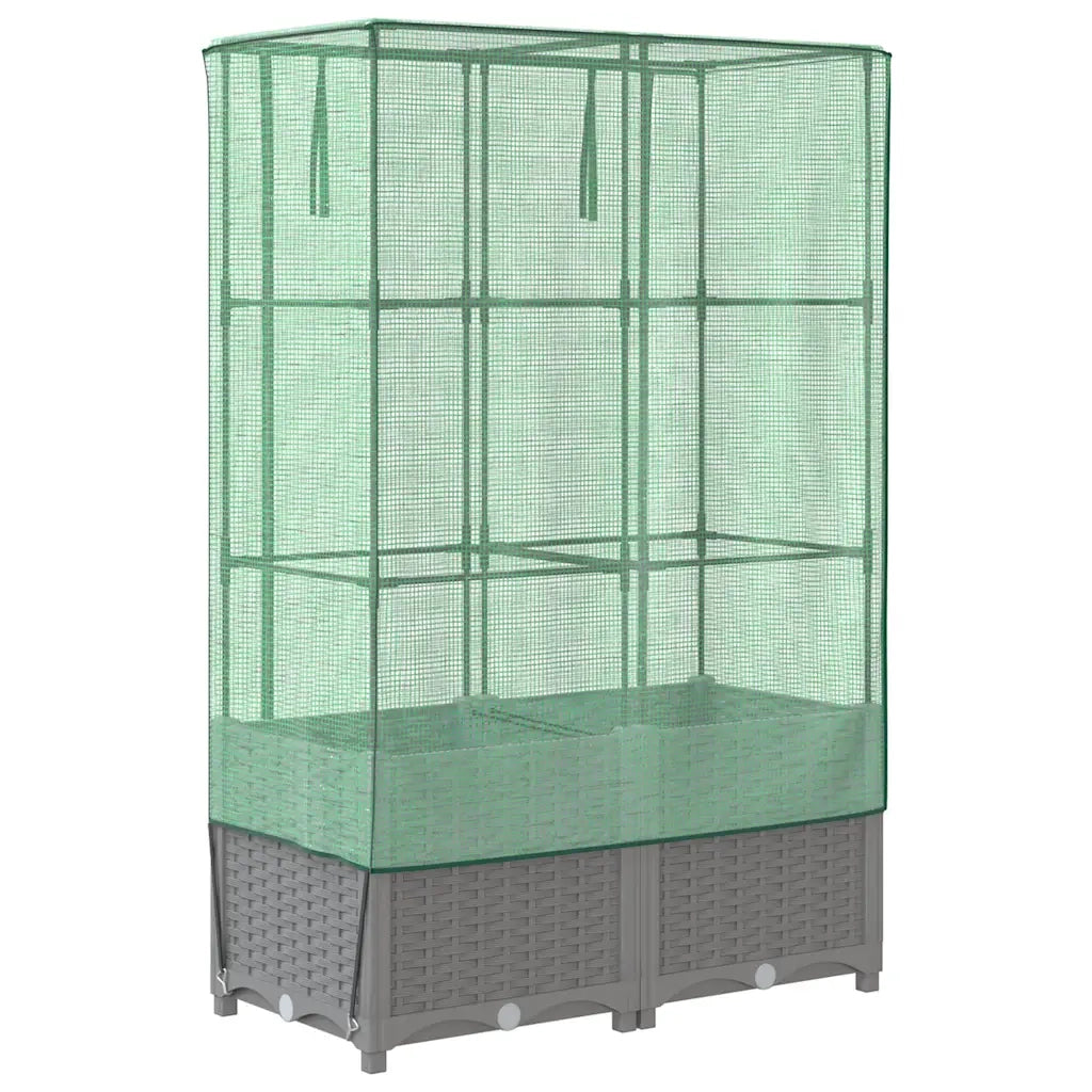 Letto Rialzato con Copertura Serra Effetto Rattan 80x40x138 cm