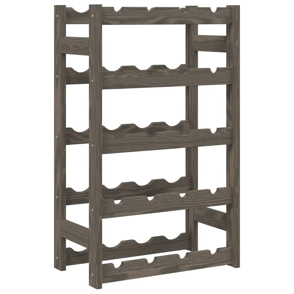 Portabottiglie per 20 Bottiglie Grigio Legno Massello di Pino 373379