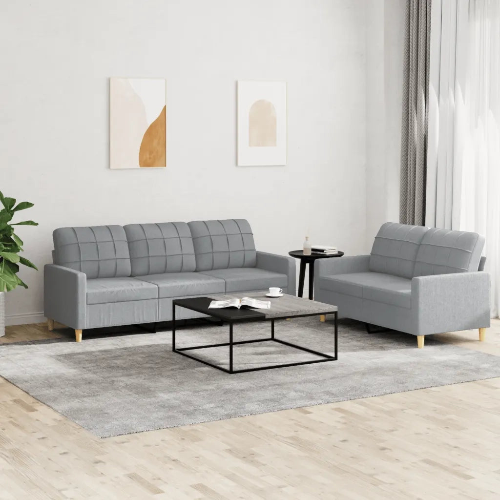 Set di Divani 2 pz con Cuscini Grigio Chiaro in Tessutocod mxl 107050