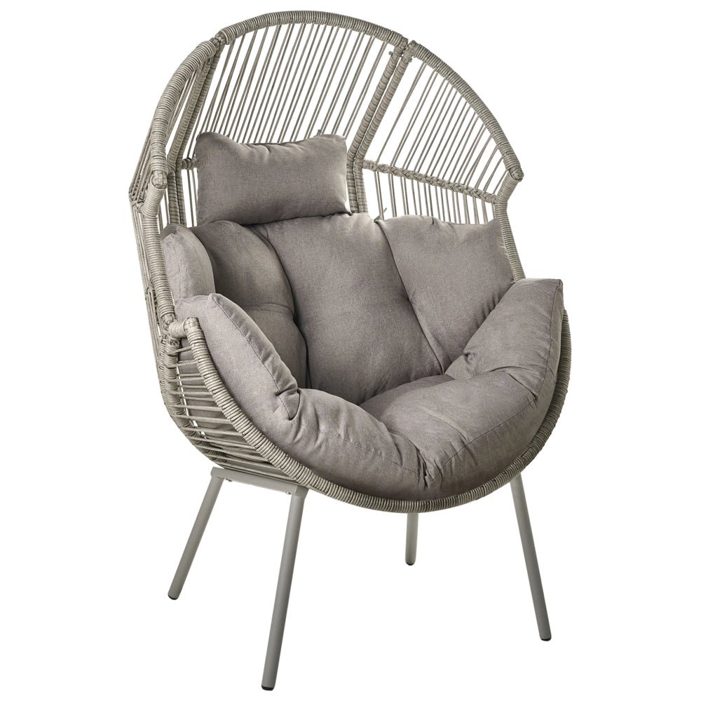Poltrona da giardino in rattan naturale con poggiapiedi in cotone cuscini per lo schienale del sedile bianco sporco per interni ed esterni