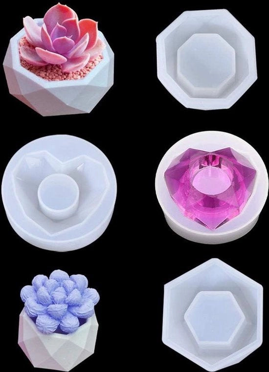 3 pezzi di vaso per fiori con malta epoxy e siliconica per candela, vaso per piante e accessori per decorazione DIY