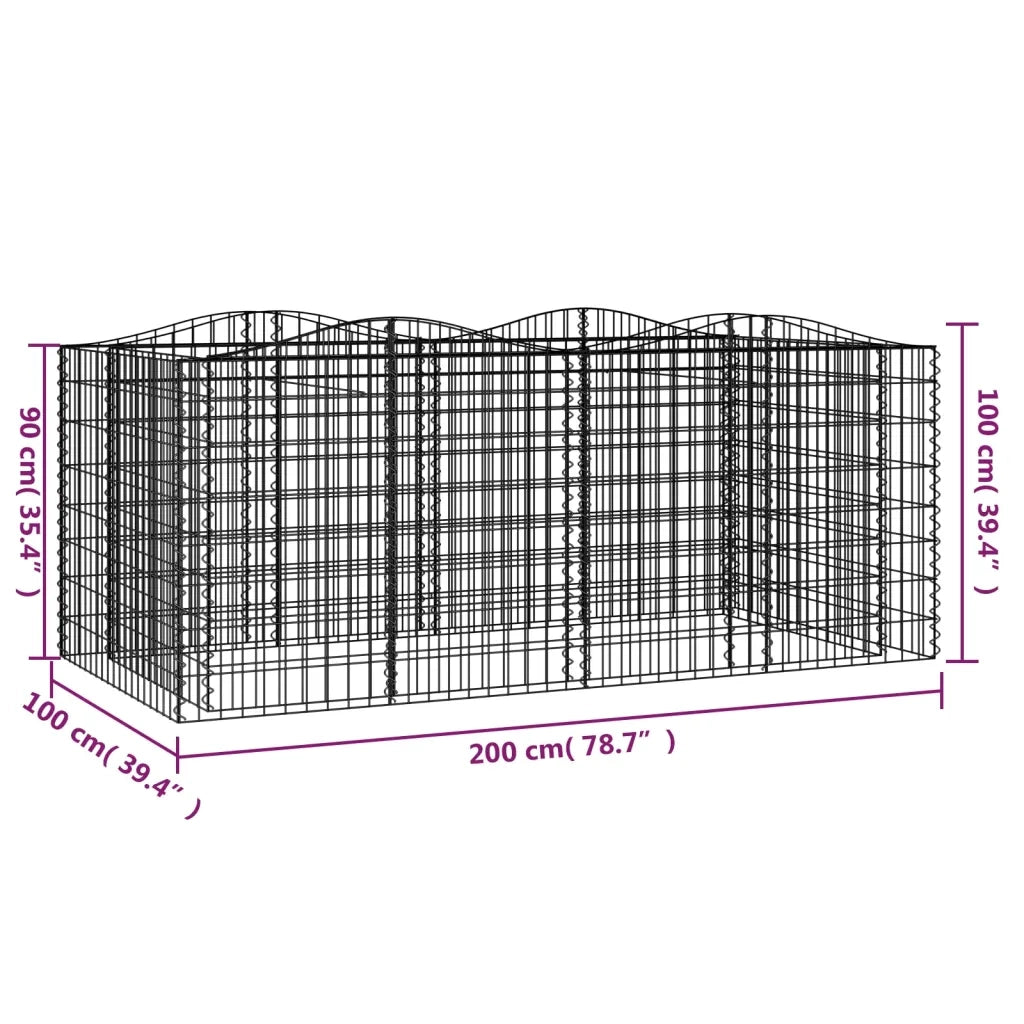Gabbione ad Arco con Letto Rialzato 200x100x100cm Ferro Zincato 153554