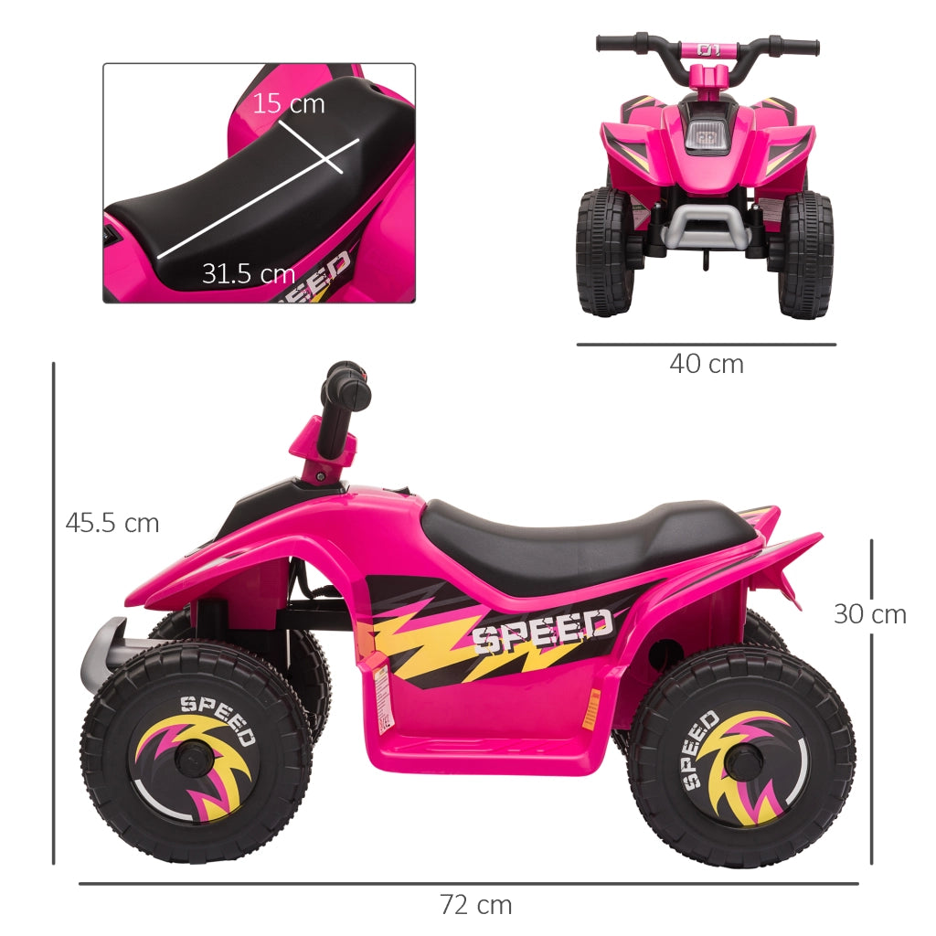Quad per Bambini Elettrico con Batteria Ricaricabile 6V, e Velocit¨¤ 2.8-4.6km/h, 72x40x45.5 cm, Rosa