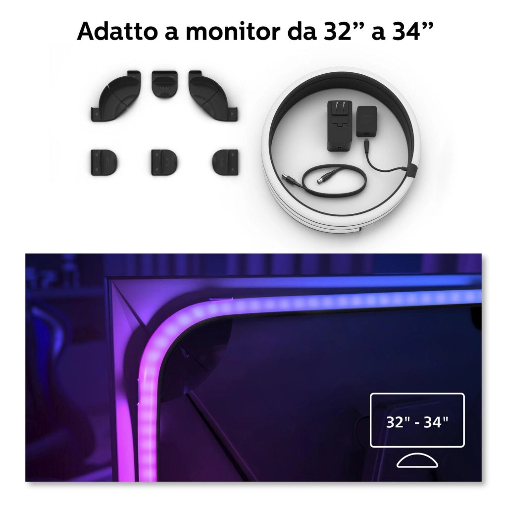 Philips Hue 929003498602 Hue Play Gradient Lightstrip per Monitor 32'' a 34'' 19 W colore Nero