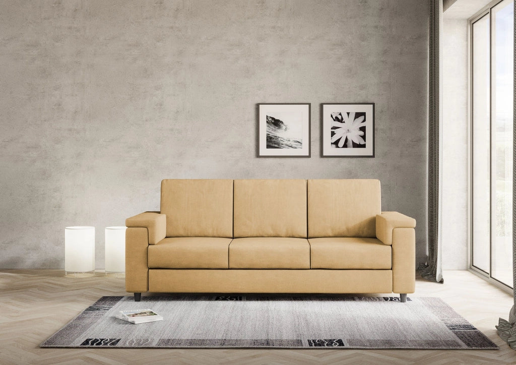 Divano 3 Posti 208x85x85 cm Marrak in Tessuto Ocra