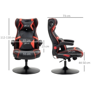 Sedia gaming con altoparlanti bluetooth altezza regolabile poggiatesta e supporto lombare pelle rigenerata rossa