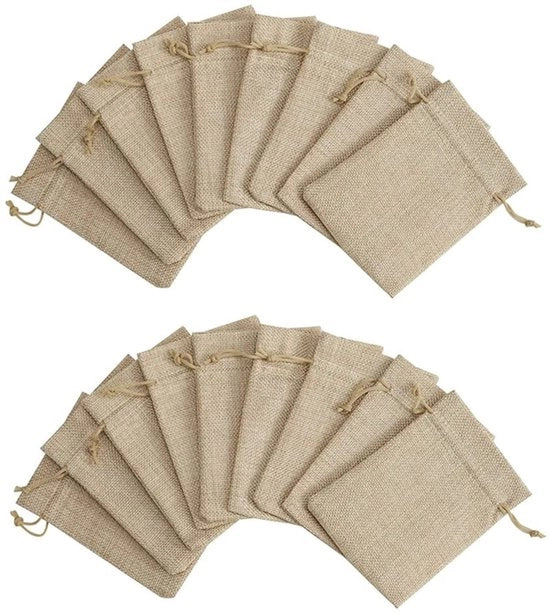 Sacchetti di juta 50 pezzi - 9 x 7 cm - Regali - Sacchetti decorativi - Sacchetti di lino - Cordino - Sacchetti regalo