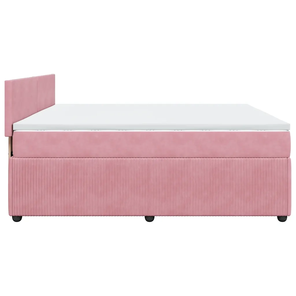 Giroletto a Molle con Materasso Rosa 180x200 cm in Velluto