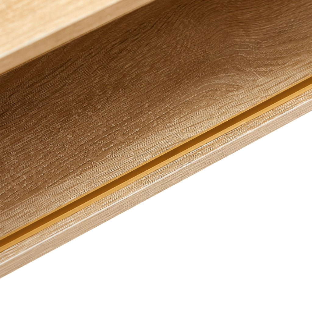 TAVOLINO DA SALOTTO 105x55x40 cm MDF Legno Naturale effetto rattan con anta scorrevole