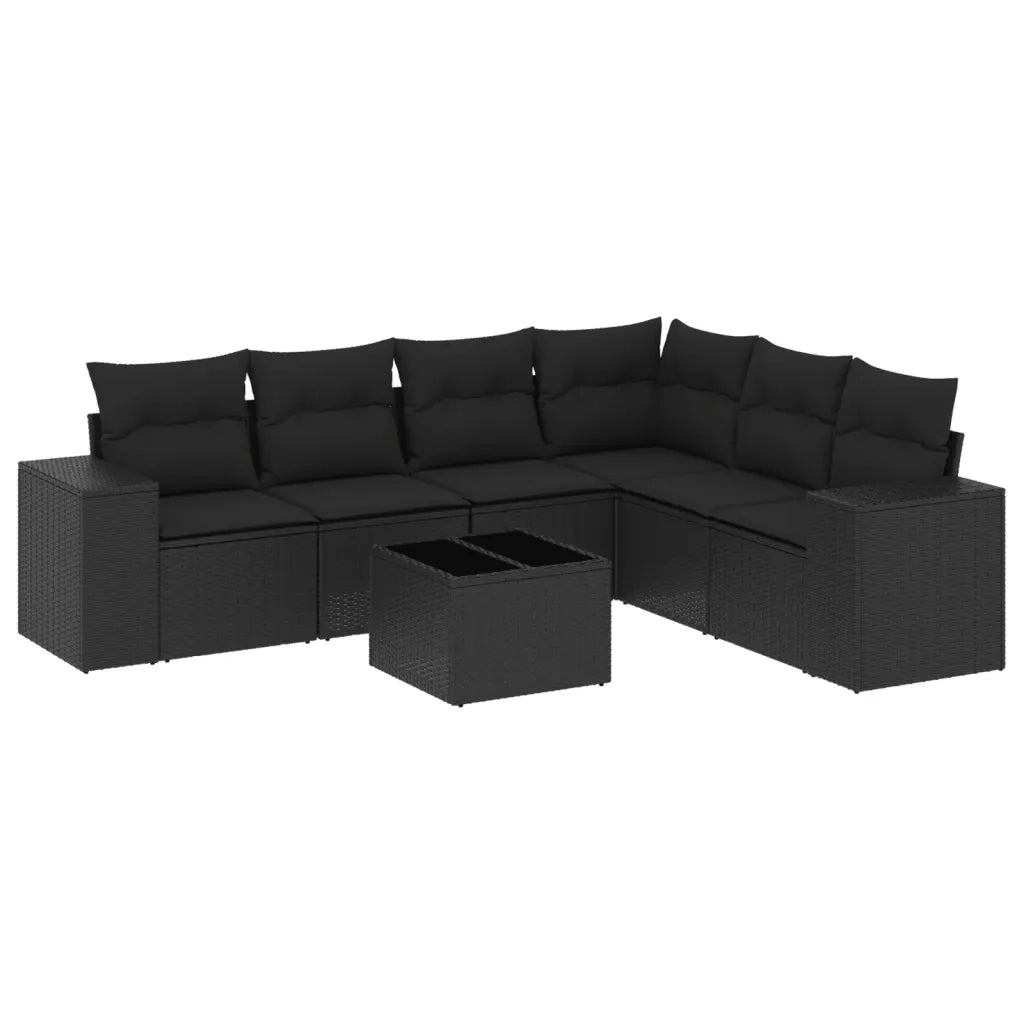 Set Divani da Giardino con Cuscini 7pz Nero Polyrattancod mxl 112449