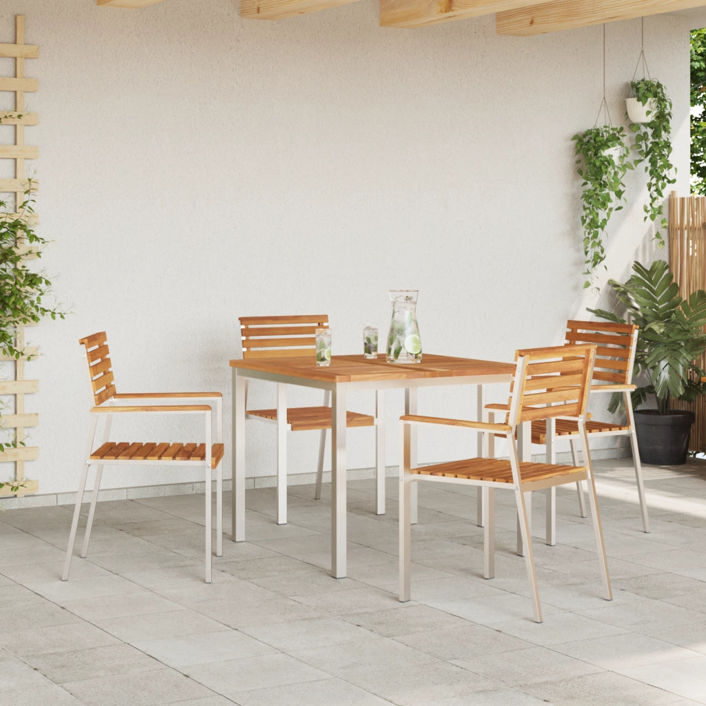 Tavolo da pranzo esterno 90x90x74.5 cm in legno massello di teak