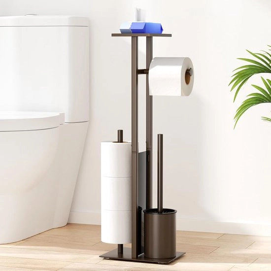Sostegno in acciaio inossidabile per carta igienica con spazzolino per il water - elegante e funzionale - 2 pezzi - bronzo