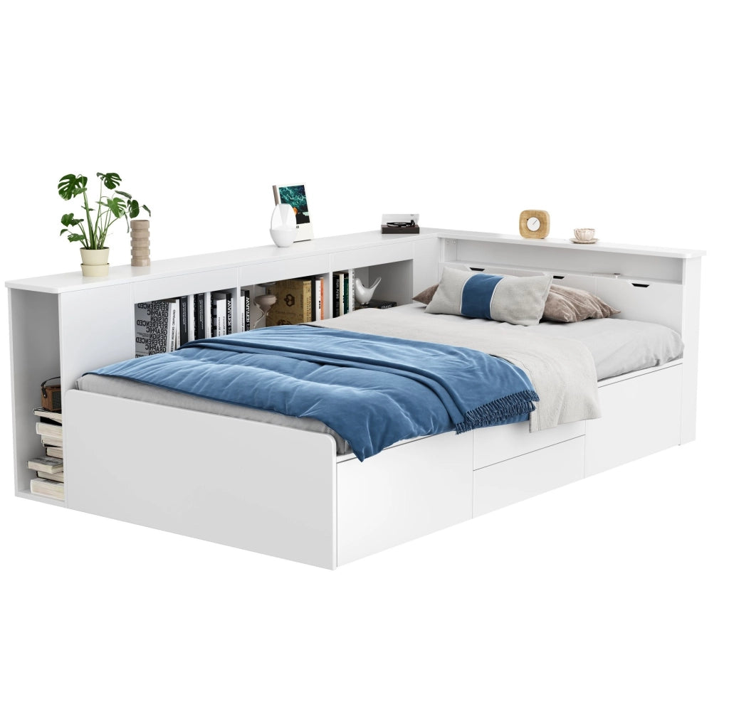 Letto singolo per bambini 90x200 cm con contenitore bianco