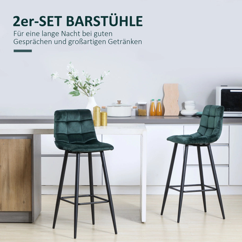 Set 2 sgabelli da bar ¨C zephmum ¨C verde, metallo, imbottiti, 42x55x103 cm