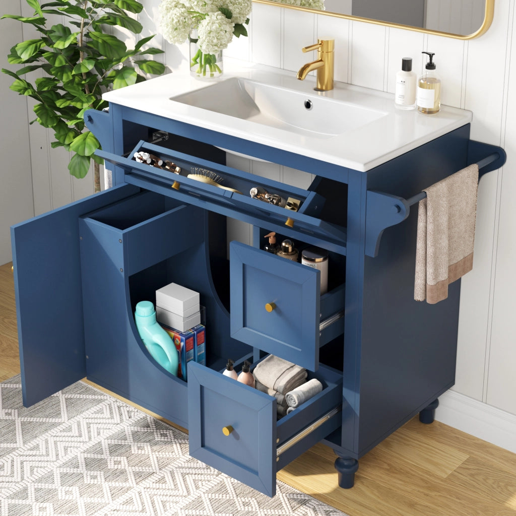 Mobile Bagno Sospeso con Lavabo in Ceramica, LED, Specchio e Cassetto ¨C MINIMAL ¨C Bianco Lucido