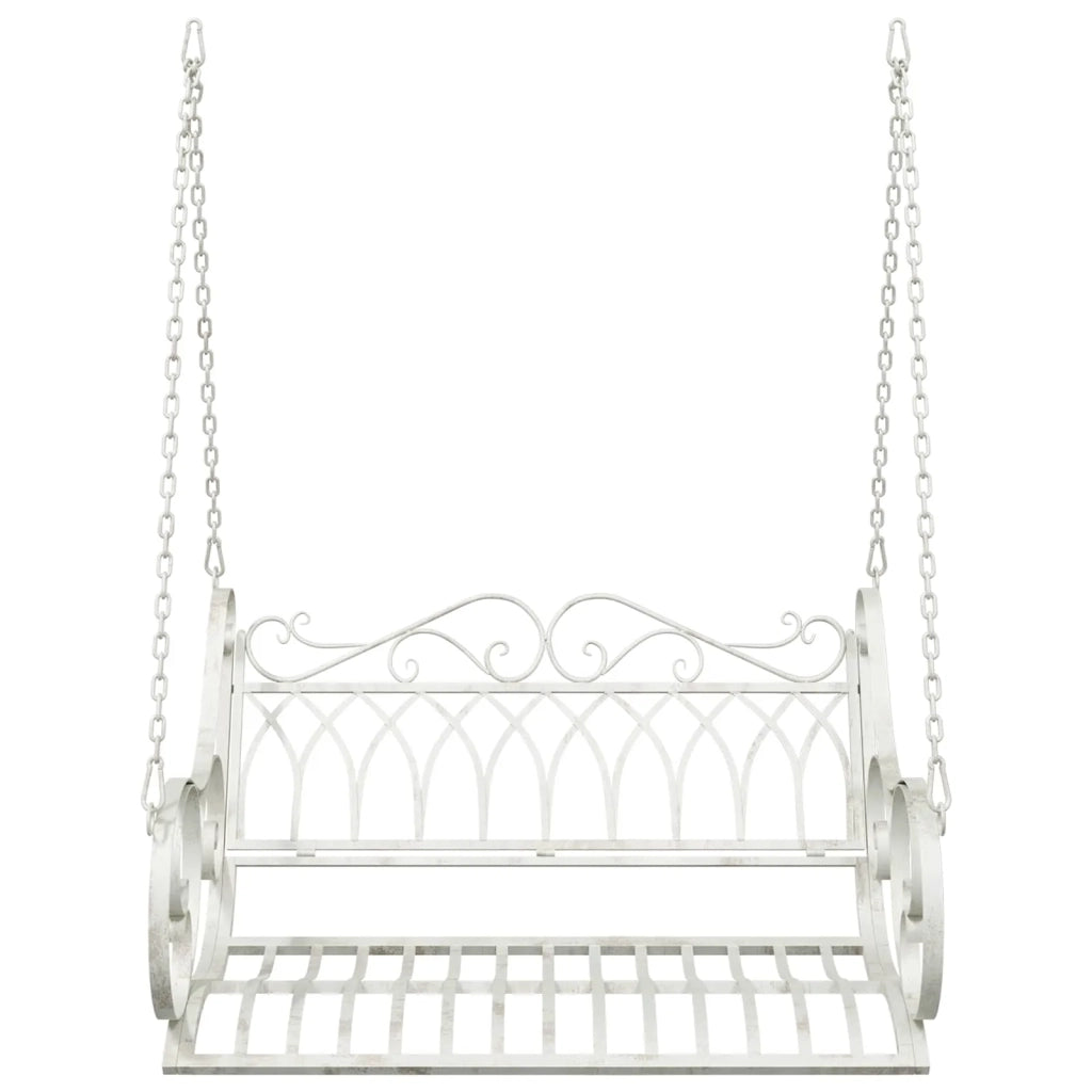 Panchina a Dondolo Acciaio 109 x 75 x 59 cm Bianco Antico 42038691