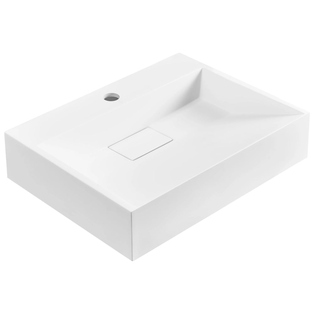Lavabo bagno classico rettangolare in ceramica finitura lucida 50 x 38 cm Bianco Lavello da bagno rettangolare