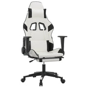 Sedia da Gaming | Sedia da e-sports Massaggio Poggiapiedi Bianco e Nero Similpelle