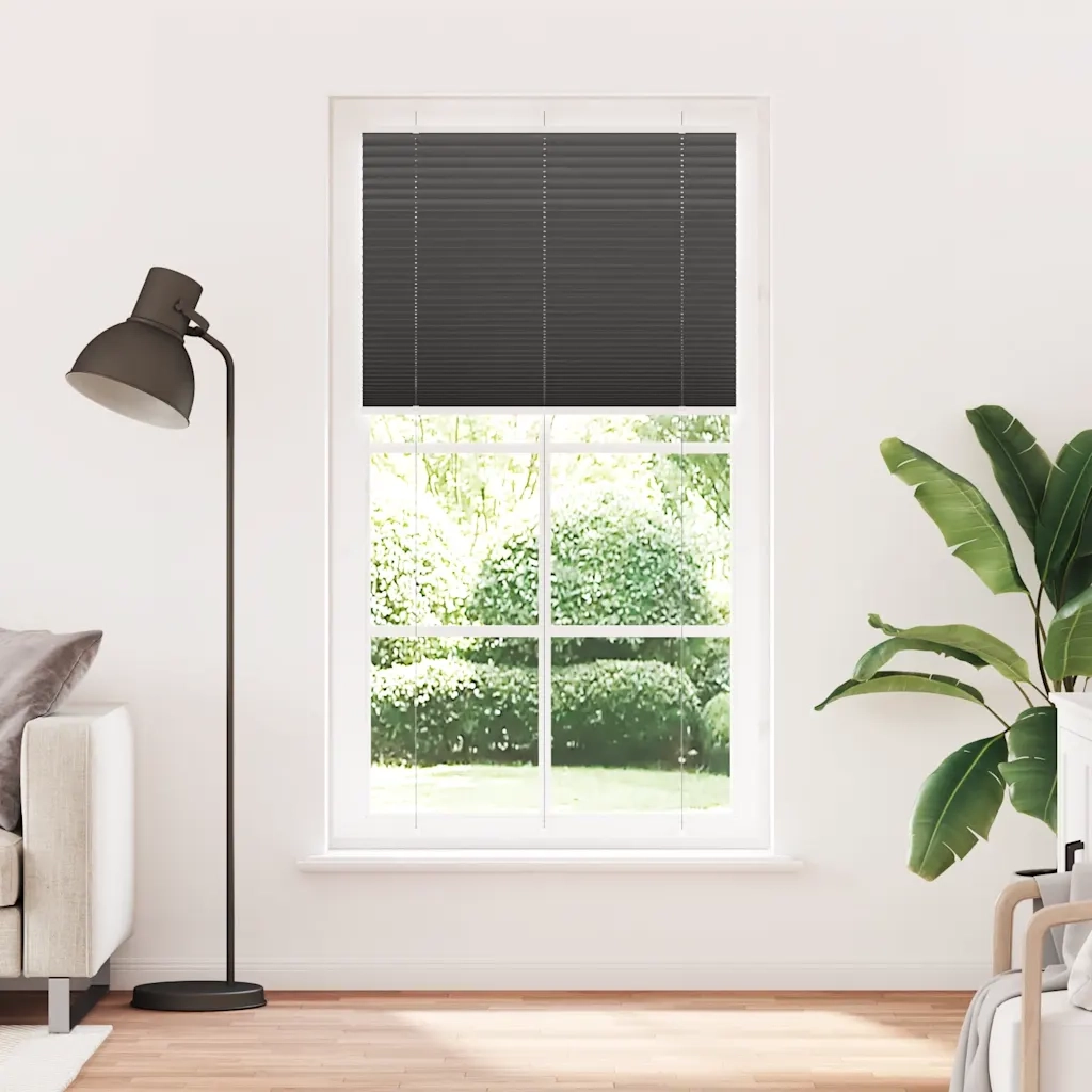 vidaXL Tenda Plissettata Nera 105x200 cm Larghezza Tessuto 104,4 cm