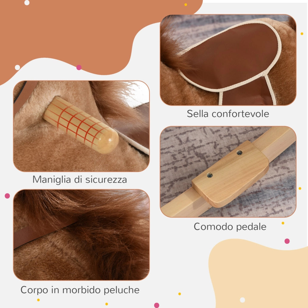 Cavallino a Dondolo per Bambini ¨C zephmum ¨C Marrone, Suoni Realistici, 36-72 Mesi