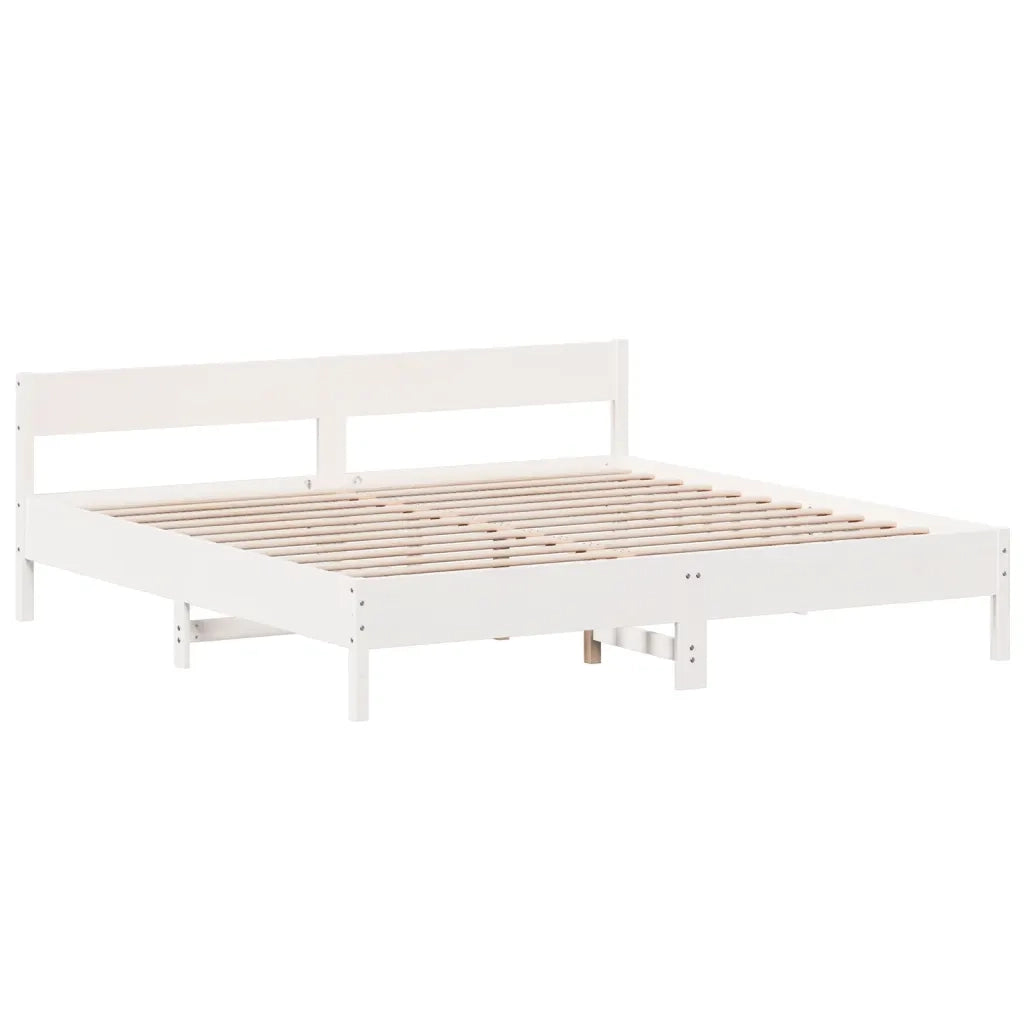 Giroletto senza Materasso Bianco 200x200 cm Legno Massello Pino 3216210