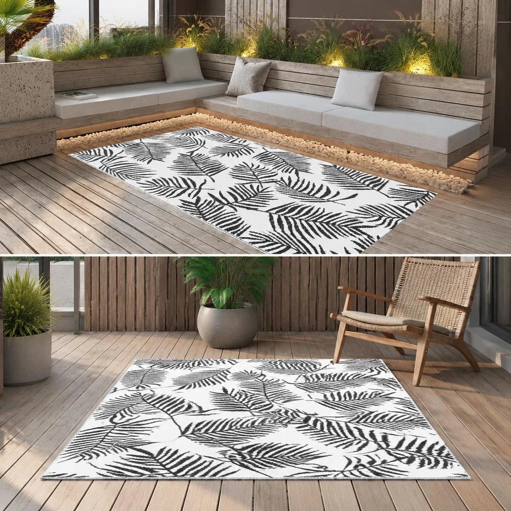 ARAKIL Outdoor Rug, White And Black, 190x290 Cm, PP