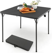 Tavolo da Campeggio Pieghevole, Tavolo da Picnic Portatile con Maniglia, Tavolino da Pranzo Leggero per Esterni con Piano in HDPE, Portata 100 kg (Grigio)