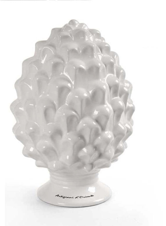 PIGNA BIANCA IN CERAMICA IDEA ARREDO 14X14X22 CM DA TAVOLO ARTIGIANI D'ORIENTE